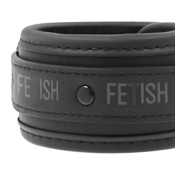 FETISH SUBMISSIVE - MENOTTES EN CUIR VÉGÉTALIEN AVEC DOUBLURE EN NOPRÈNE – Image 3